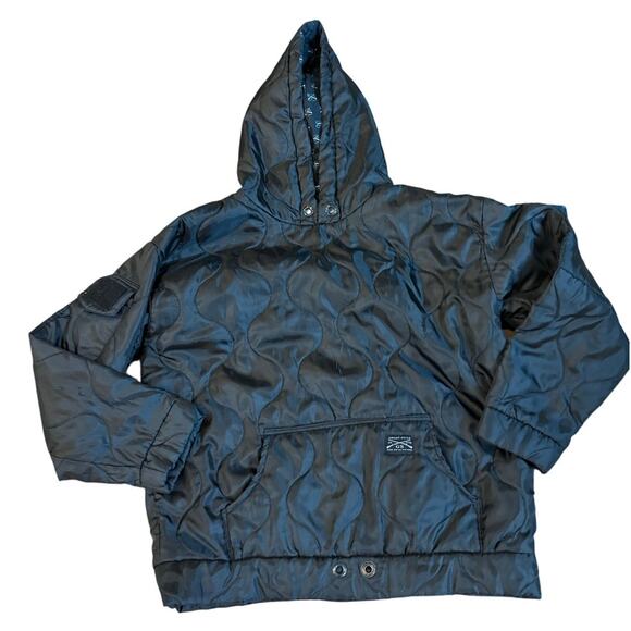 Grunt Style Woobie Puffer Jacket Mens Size XL Black Pullover Hooded Quilted - Picture 1 of 7
